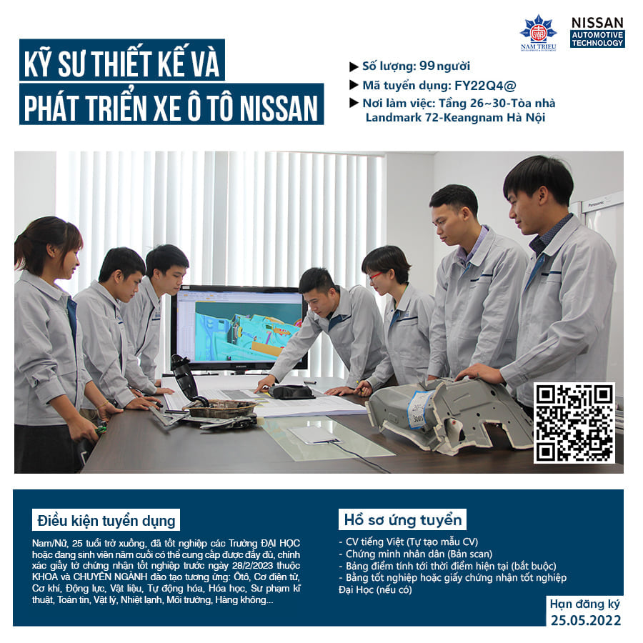 Thông báo tuyển dụng của Công ty TNHH Nissan Automotive Technology Việt Nam (NATV)