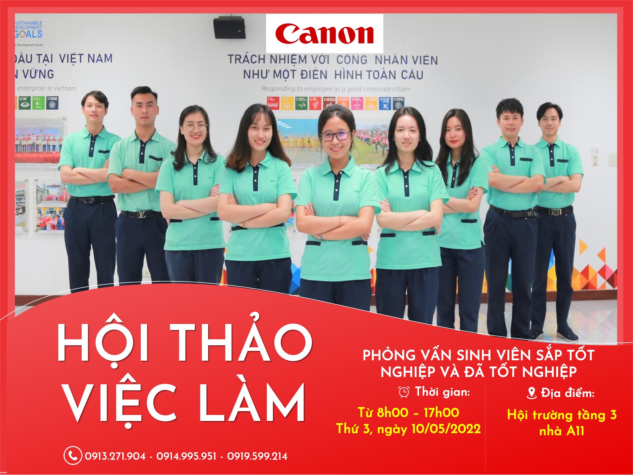 Kế hoạch Hội thảo việc làm và tuyển dụng trực tiếp của Công ty TNHH Canon Việt Nam (Canon) - Thứ 3 ngày 10/05/2022