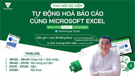 Đăng ký tham dự Workshop Online `Tự động hóa báo cáo cùng Microsoft Excel`