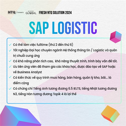 Công ty NTQ tuyển dụng SAP Fresher 2024