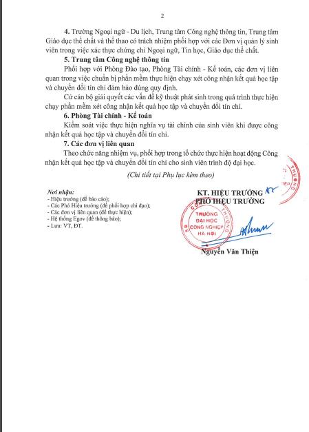 Kế hoạch xét công nhận kết quả học tập và chuyển đổi tín chỉ cho sinh viên trình độ đại học khóa 19