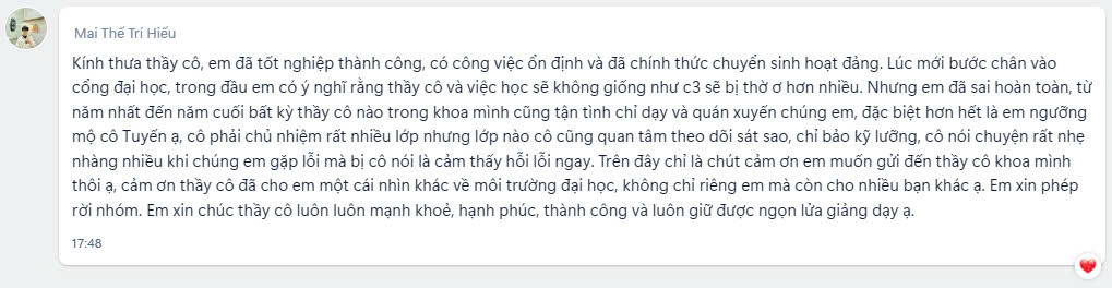 Tình cảm yêu quý của Cựu sinh viên dành cho các Thầy Cô giáo Khoa Công nghệ thông tin Trường Đại học Công Nghiệp Hà Nội