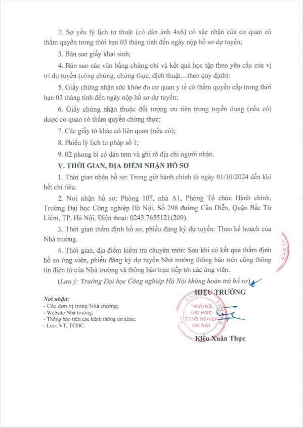 Đại học Công nghiệp Hà Nội thông báo tuyển dụng viên chức giảng dạy đợt I năm 2024-2025.