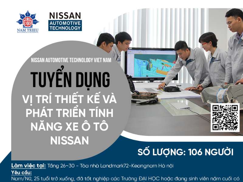 Thông báo tuyển sinh lớp đào tạo kỹ sư của Công ty TNHH Đầu tư và phát triển Nam Triều cho Công ty TNHH Nissan Automotive Technology Việt Nam