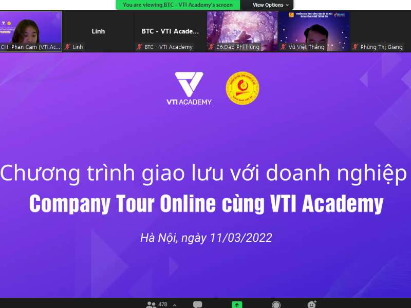 Company Tour Online cùng VTI Academy mở mang kiến thức cho sinh viên