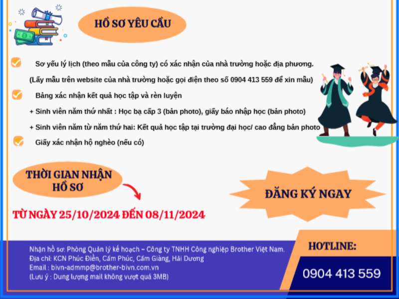 Thông báo chương trình Học bổng Brother năm 2024