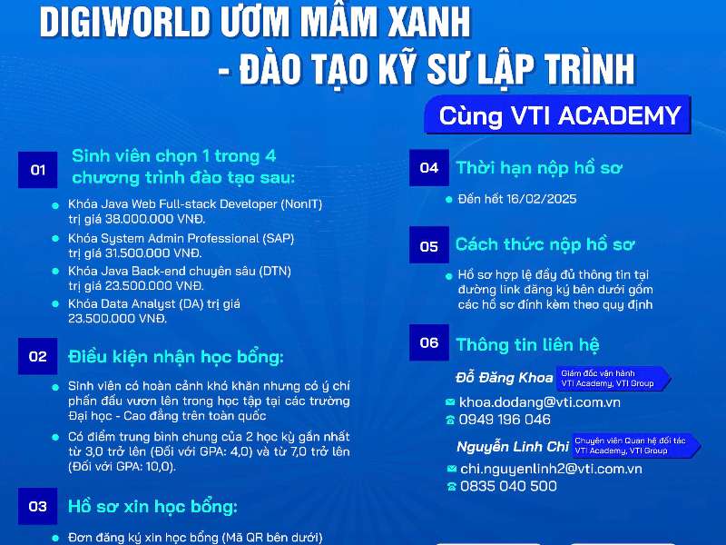 Chương trình học bổng "Digiworld Uơm mầm xanh - Đào tạo Kỹ sư lập trình" năm 2025